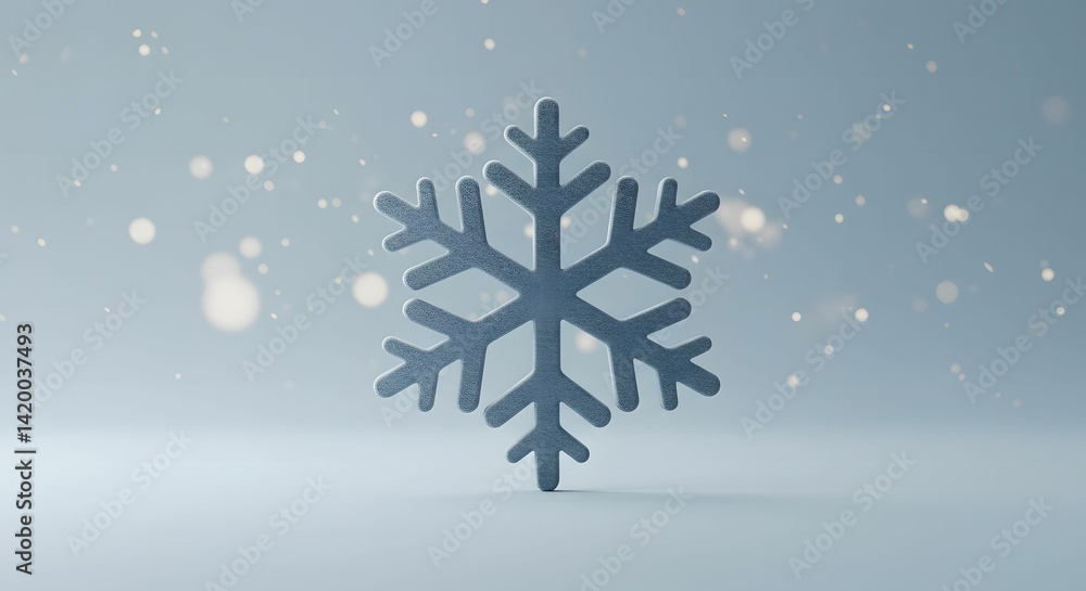 Fototapeta premium Elegant Snowflake Symbol on Blue Background with Sparkling Light Effects