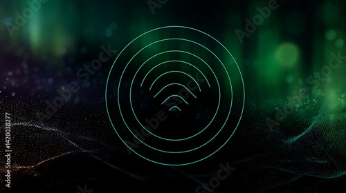 Concentric Green Circle on Dark Gradient Background Graphic Resource Modern Tech Style Visual.