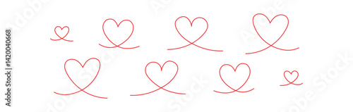 Hearts Shapes Icons, hand drawn love symbols, isolated vector clip art set