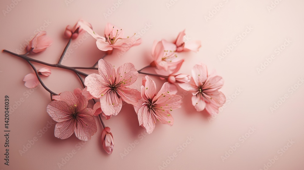 Obraz premium Delicate pink cherry blossoms gracefully arranged.
