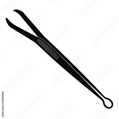 Isolated Black Vector plating tweezers WIith White Background