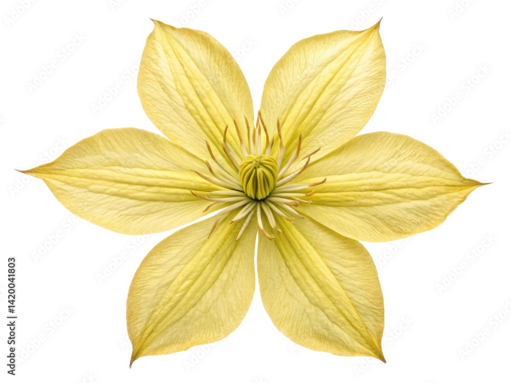 stunning clematis flower showcases its delicate yellow petals radiating beauty and elegance in nature design stunning clematis flower showcases its delicate yellow petals radiating beauty and elegance in nature design