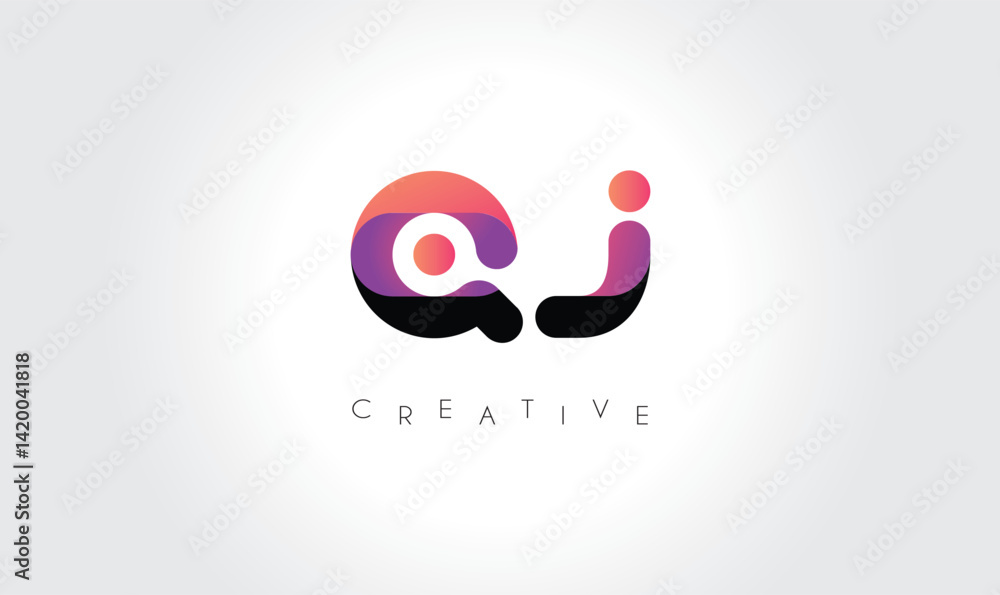 Creative QJ Monogram with Colorful Contrast Creative QJ Monogram with Colorful Contrast