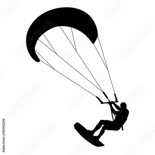 Silhouette of a Kitesurfer with kite in motion