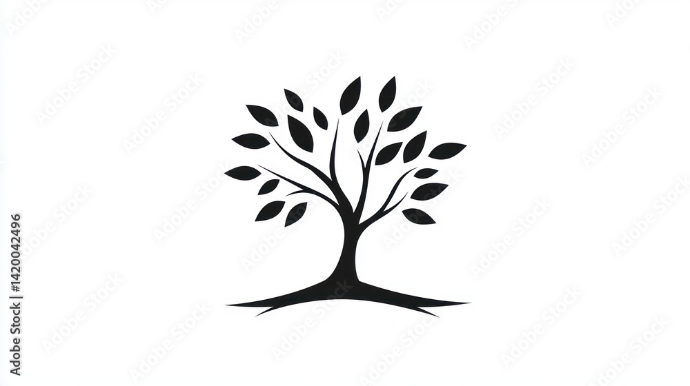 Fototapeta premium Simple Tree Silhouette on White