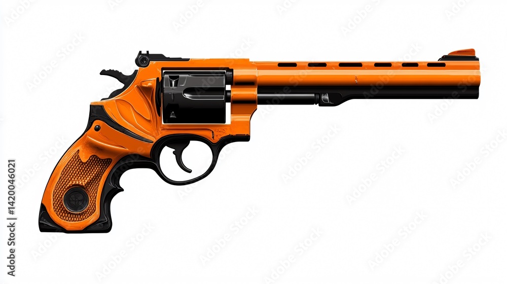 Professional Revolver Gun Vector: Isolated Single 2D Flat Vector