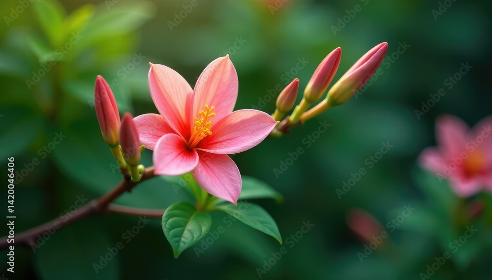 A single branch with a few flowers and buds in color, flower arrangement, garden A single branch with a few flowers and buds in color, flower arrangement, garden