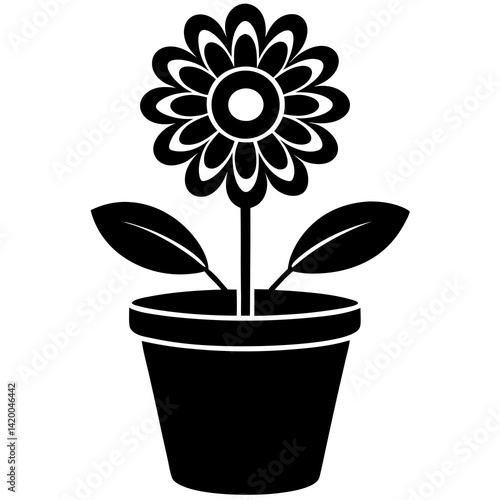 flower pot icon vector silhouette illustration isolated on white background
