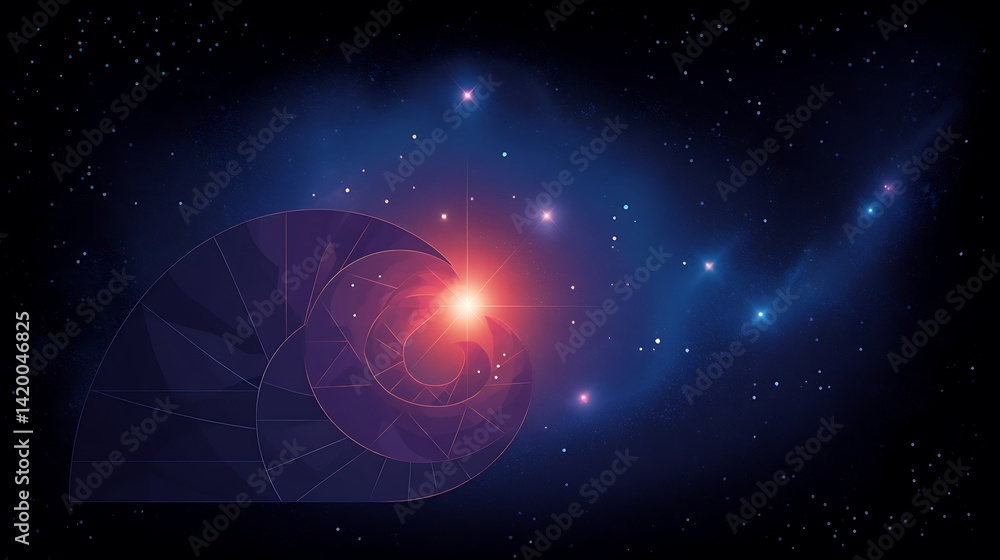 Fototapeta premium Cosmic Geometry A Nebulous Spiral in the Galaxy of Stars Universe Space Scifi Celestial Exploration.