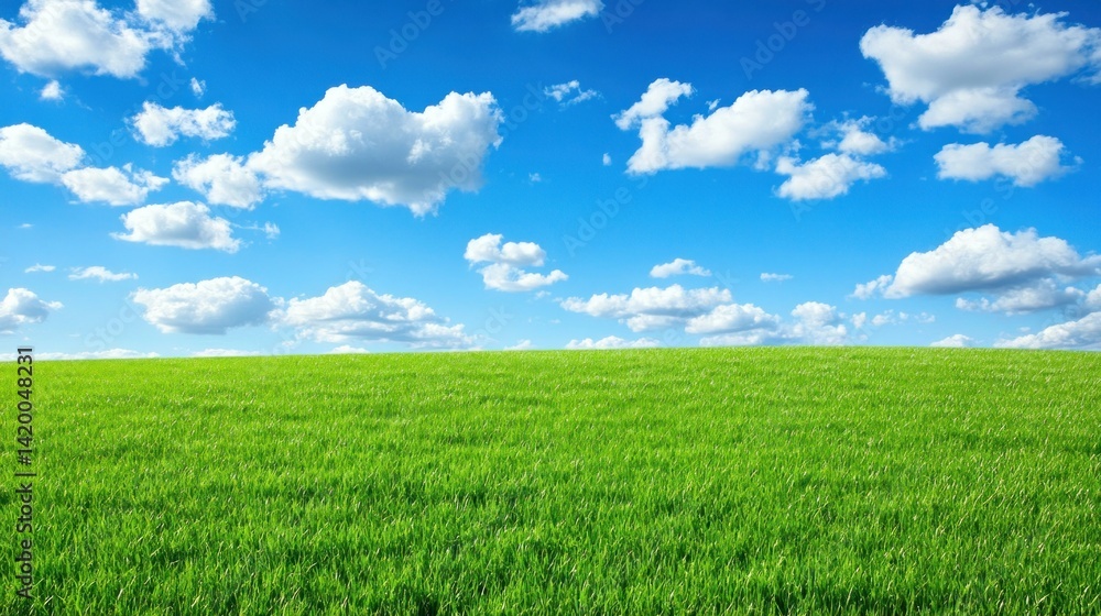 Beautiful sunny day over a green field and blue sky Beautiful sunny day over a green field and blue sky