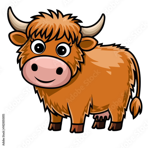Cute highland cows funny vector white background
