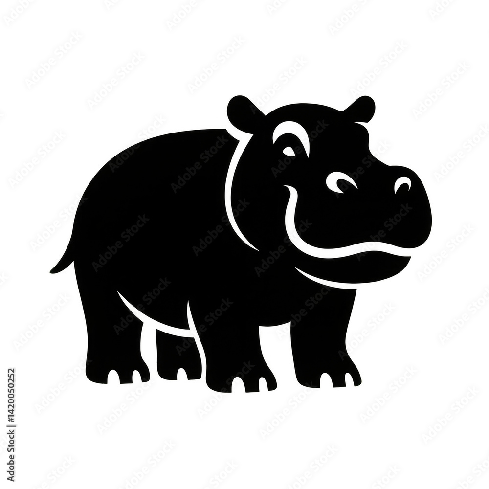 Obraz premium Simple Black Hippo Logo Design for Creative Projects and Branding