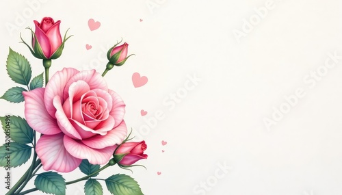 Wallpaper Mural Delicate watercolor roses & buds, soft pastel hues, leaves, wallpaper, seamless Torontodigital.ca