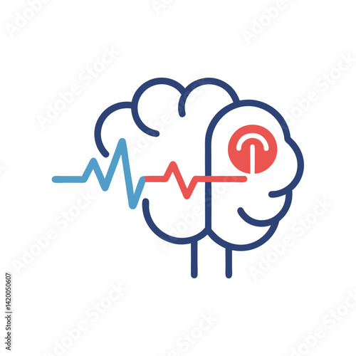 brain inside a power button shape activating mental energy
