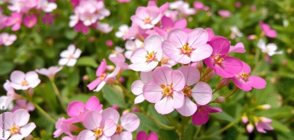 Delicate white and pink Bacopa monnieri blossoms in a field, aromatic, vibrant pink blooms, delicate, summer Delicate white and pink Bacopa monnieri blossoms in a field, aromatic, vibrant pink blooms, delicate, summer