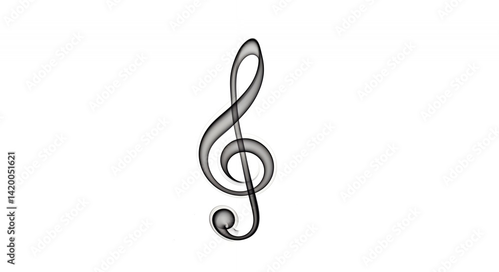 Treble Clef Floating on White Background Treble Clef Floating on White Background