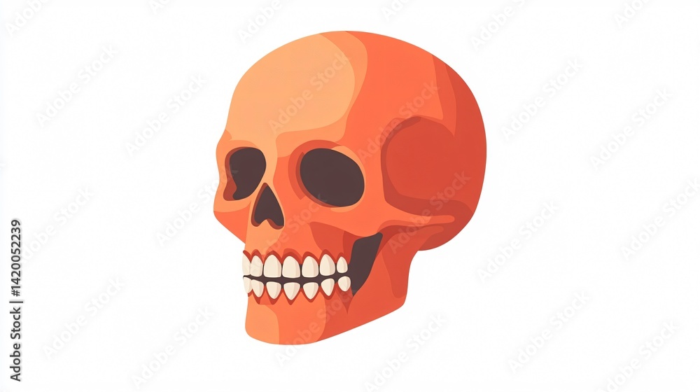 Fototapeta premium Skull Flat Design Vector Icon - Single 2D Flat Style for Graphic Projects