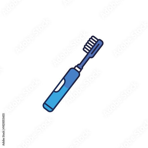 Electric toothbrush in blue color against white background  