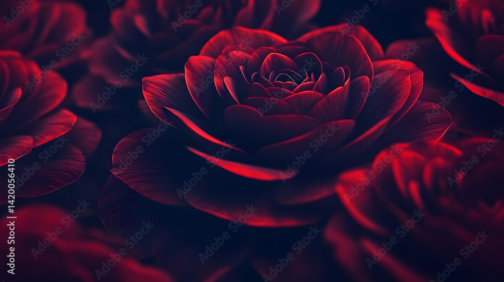 Naklejka premium Dark Red Roses Bloom Beautifully