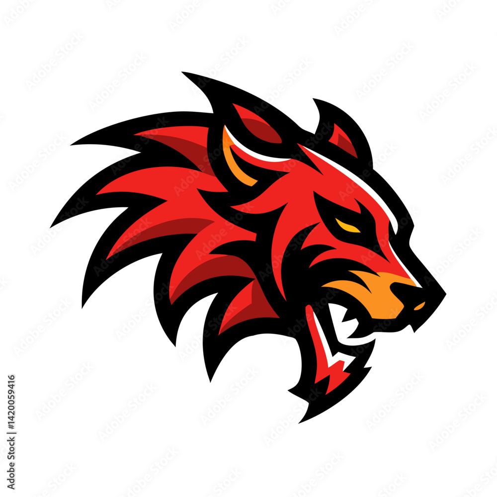 Fototapeta premium This is a bold and fierce animal tattoo mascot logo—perfect for sports teams, clubs, gaming avatars, or merchandise branding.