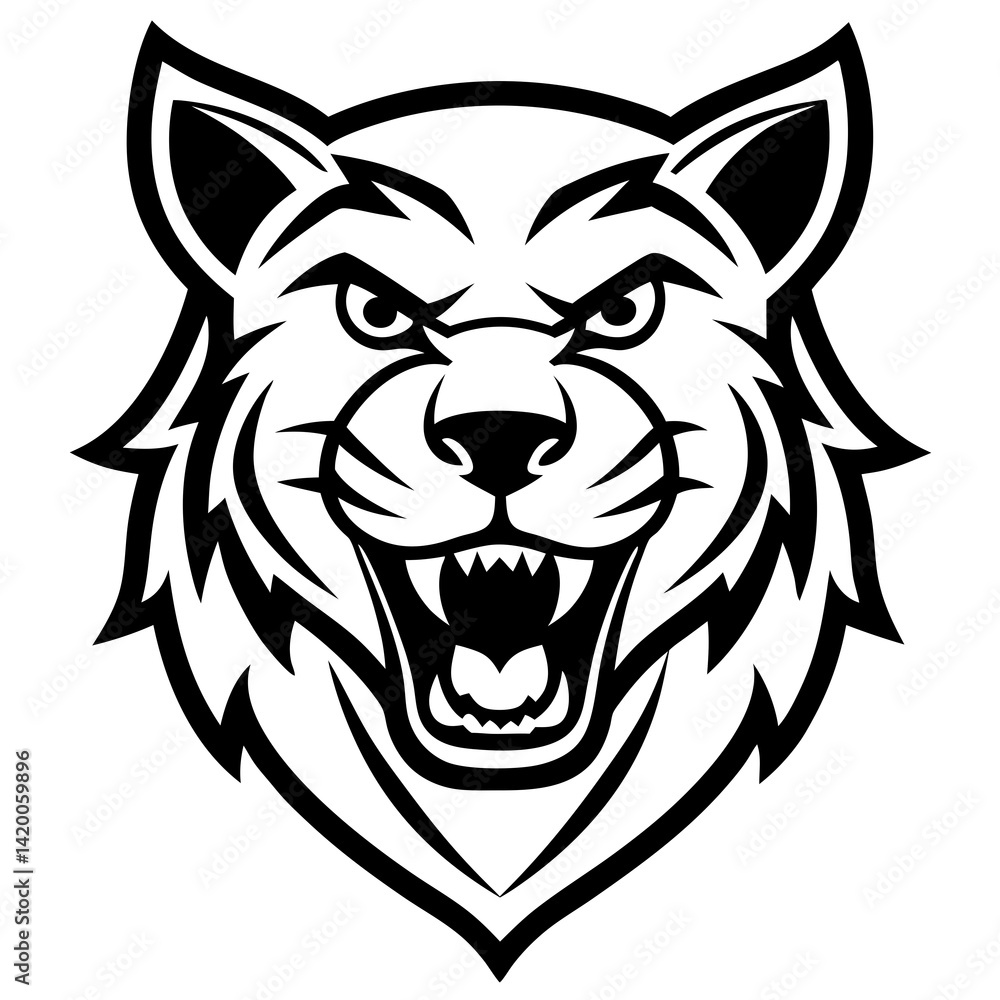 Obraz premium This is a bold and fierce animal tattoo mascot logo—perfect for sports teams, clubs, gaming avatars, or merchandise branding.