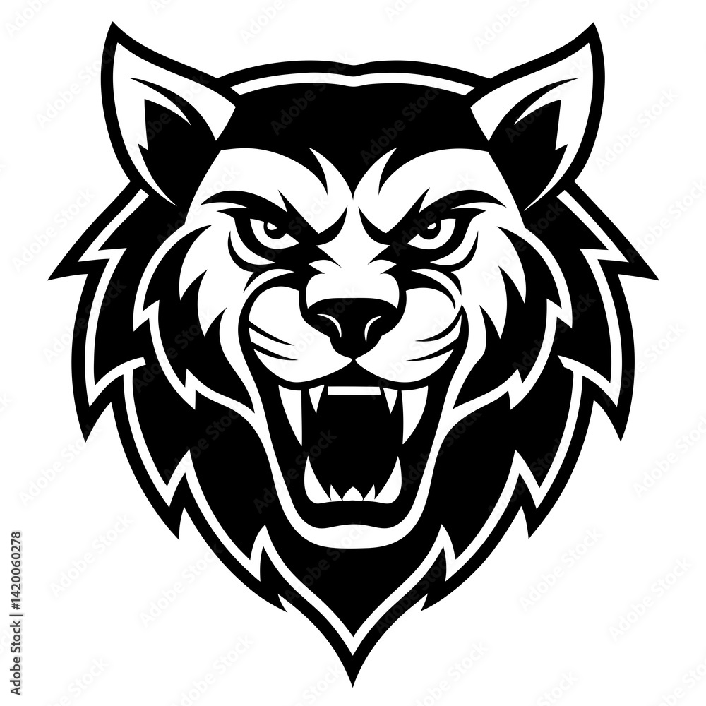 Fototapeta premium This is a bold and fierce animal tattoo mascot logo—perfect for sports teams, clubs, gaming avatars, or merchandise branding.