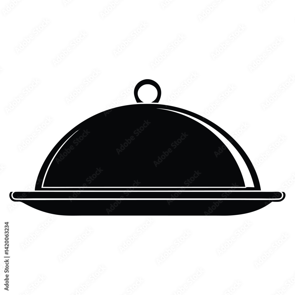 Obraz premium Isolated Black Vector serving tray WIith White Background