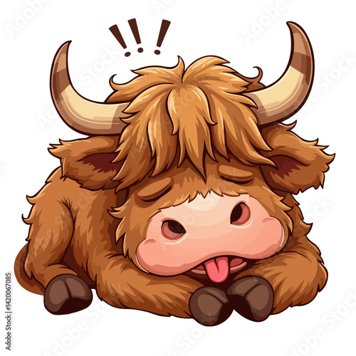 Cute highland cows funny vector white background
