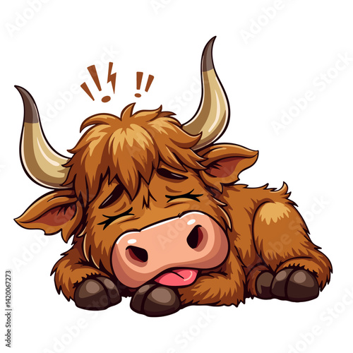 Cute highland cows funny vector white background
