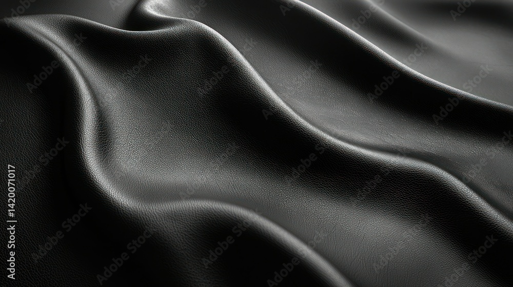 Obraz premium Smooth black fabric draping elegantly, highlighting texture