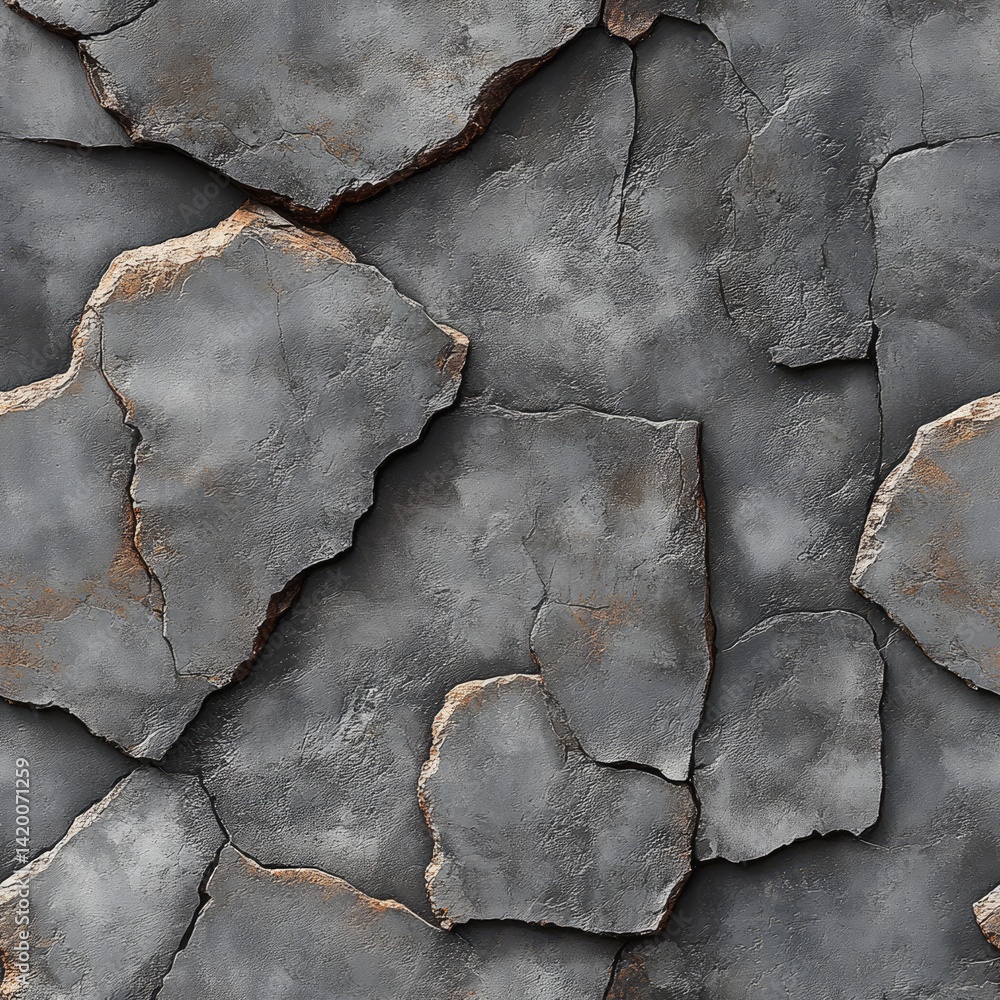 Fototapeta premium Gray stone wall texture with irregular shaped blocks and rough surface.