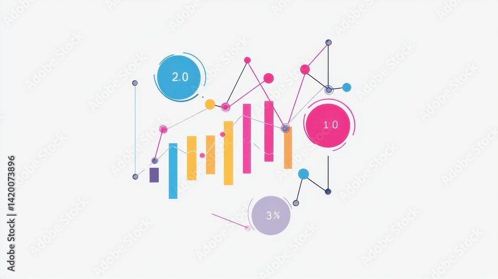 Obraz premium Cluster diagram with circular node groups summarizing information visually