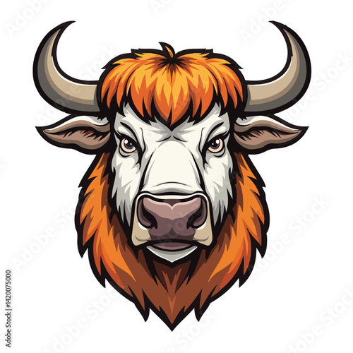 Cute highland cows funny vector white background
