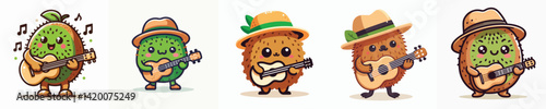 cute kiwi vector playing guitar