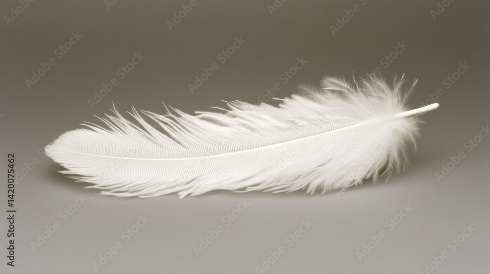 Obraz premium A Delicate White Feather Resting on a Grey Surface