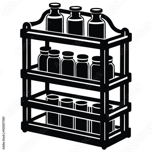 Isolated Black Vector spice rack WIith White Background
