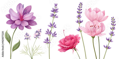 Wallpaper Mural vibrant fuchsia flower blooms among delicate lavender, creating stunning floral arrangement that brings joy and beauty to any setting Torontodigital.ca