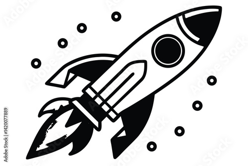 Design a colorful vector illustration of a cartoon-style rocket ship launching into space