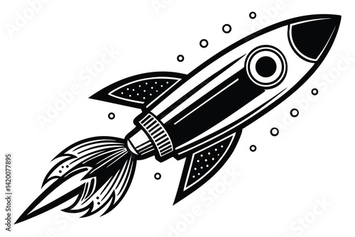 Design a colorful vector illustration of a cartoon-style rocket ship launching into space