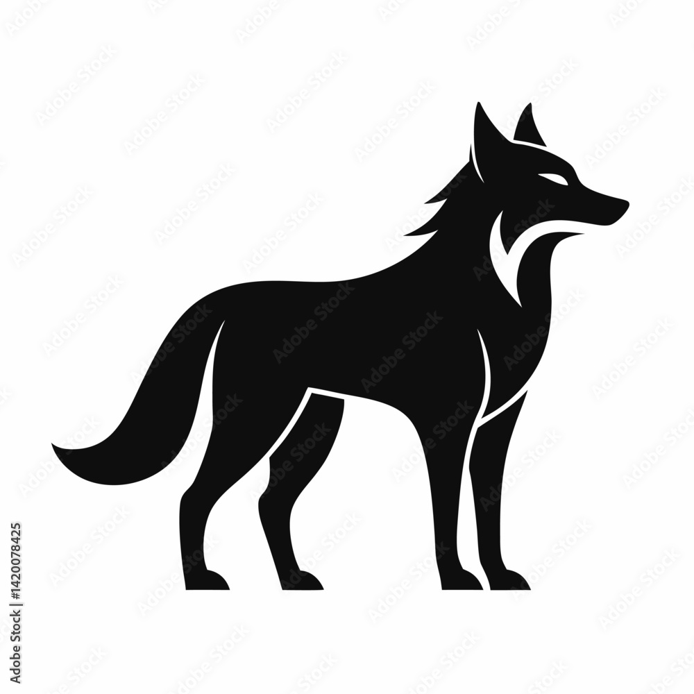 Fototapeta premium new style wolf animal silhouette vector icon on white background
