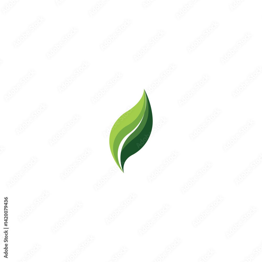 Fototapeta premium Layered Green Leaf Nature Organic Style Logo Design Inspiration for Eco Brands. 