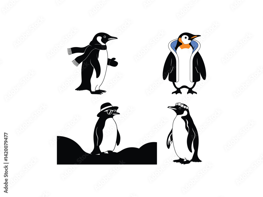 Obraz premium Casual Penguin Vacation Style Cute silhouette