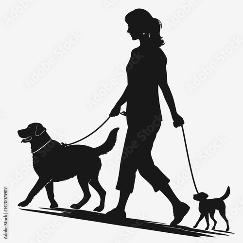 silhouette of a woman with a dog