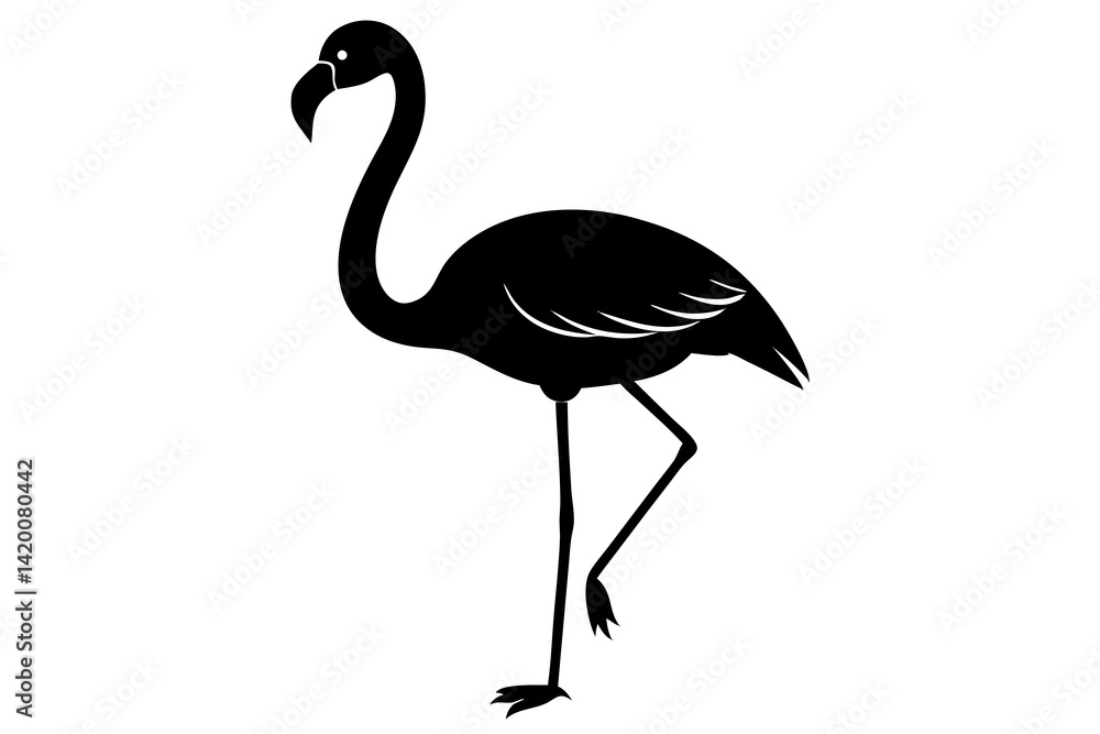 Obraz premium flamingo bird icon vector silhouette illustration isolated on white background