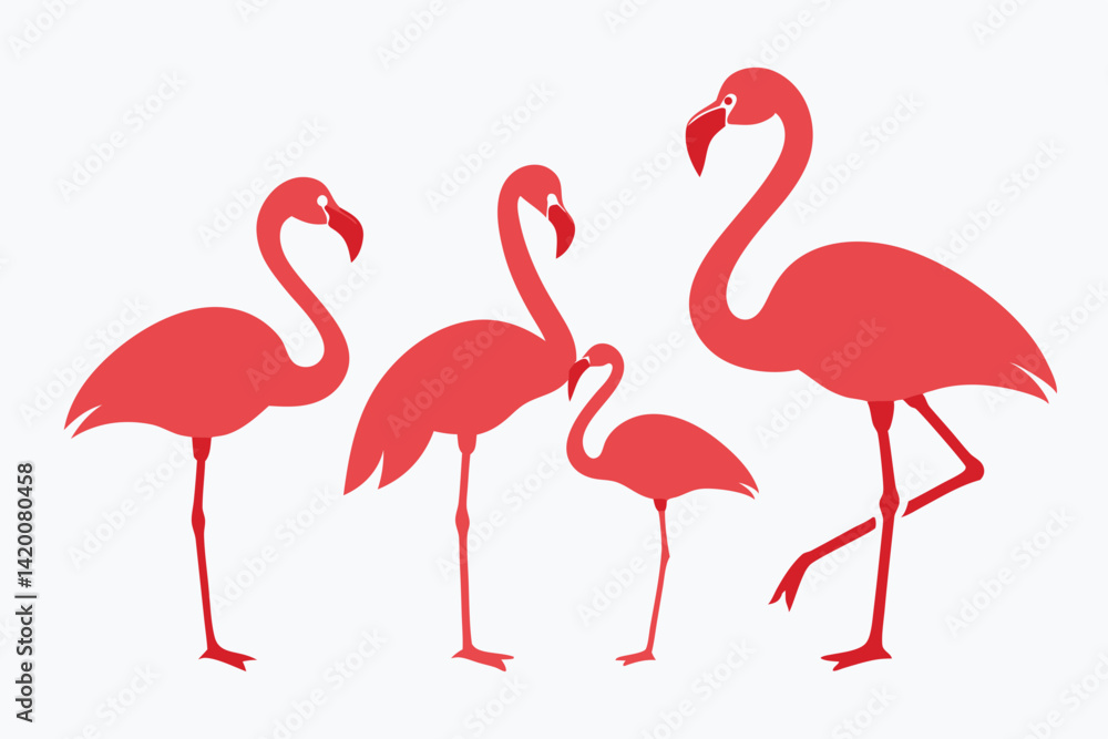 Fototapeta premium set of flamingo bird vector silhouette illustration isolated on white background