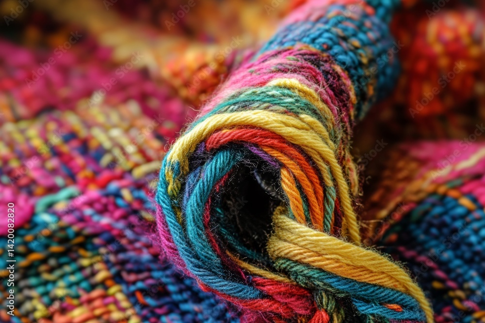 Colorful yarn close-up with textured knitting pattern Colorful yarn close-up with textured knitting pattern