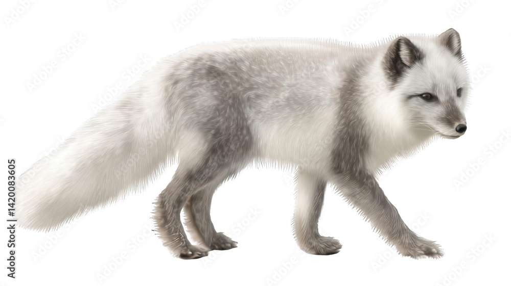 Obraz premium Realistic Arctic Fox in Summer Coat Transparent Background