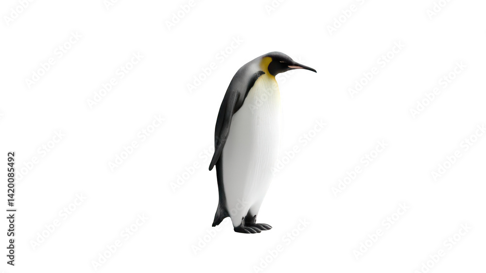 Fototapeta premium Realistic Emperor Penguin Standing Alone Transparent Background