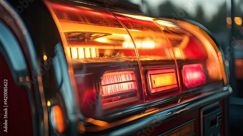 Wallpaper Mural Illuminated music machine; vibrant red, orange glow. Torontodigital.ca