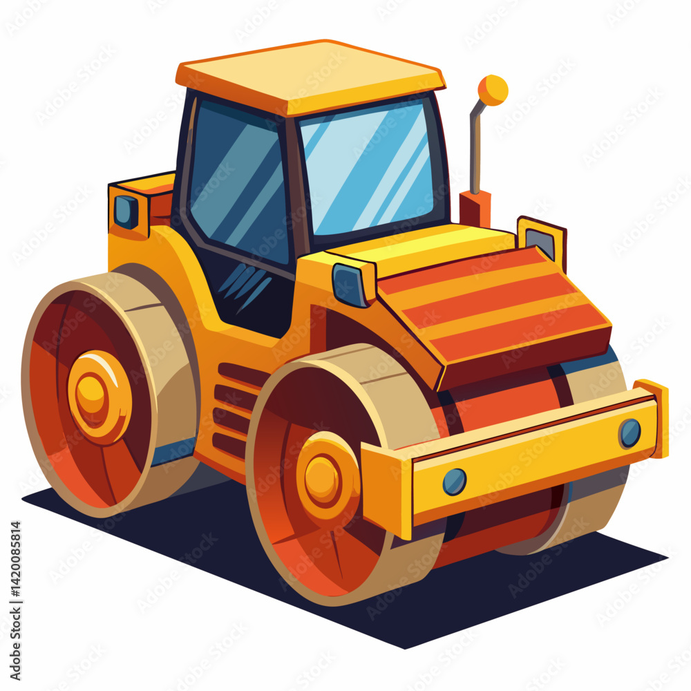 Fototapeta premium Road Roller White Background